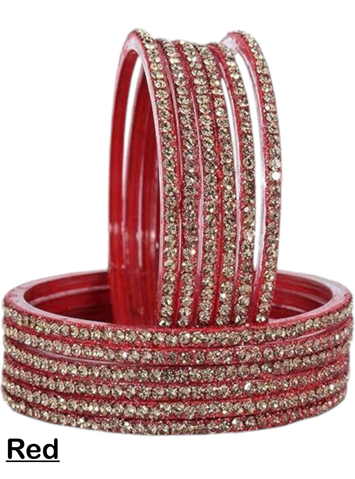 Glass zircon bangles — pack of 12 bangles