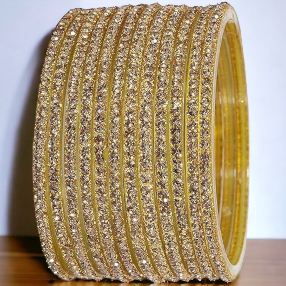 Glass zircon bangles — pack of 12 bangles