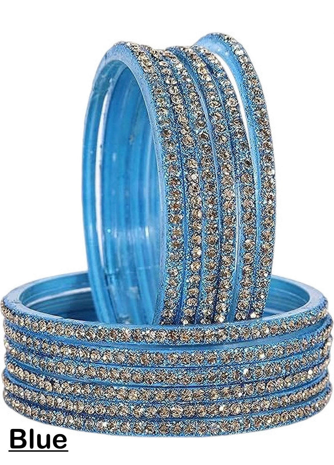 Glass zircon bangles — pack of 12 bangles