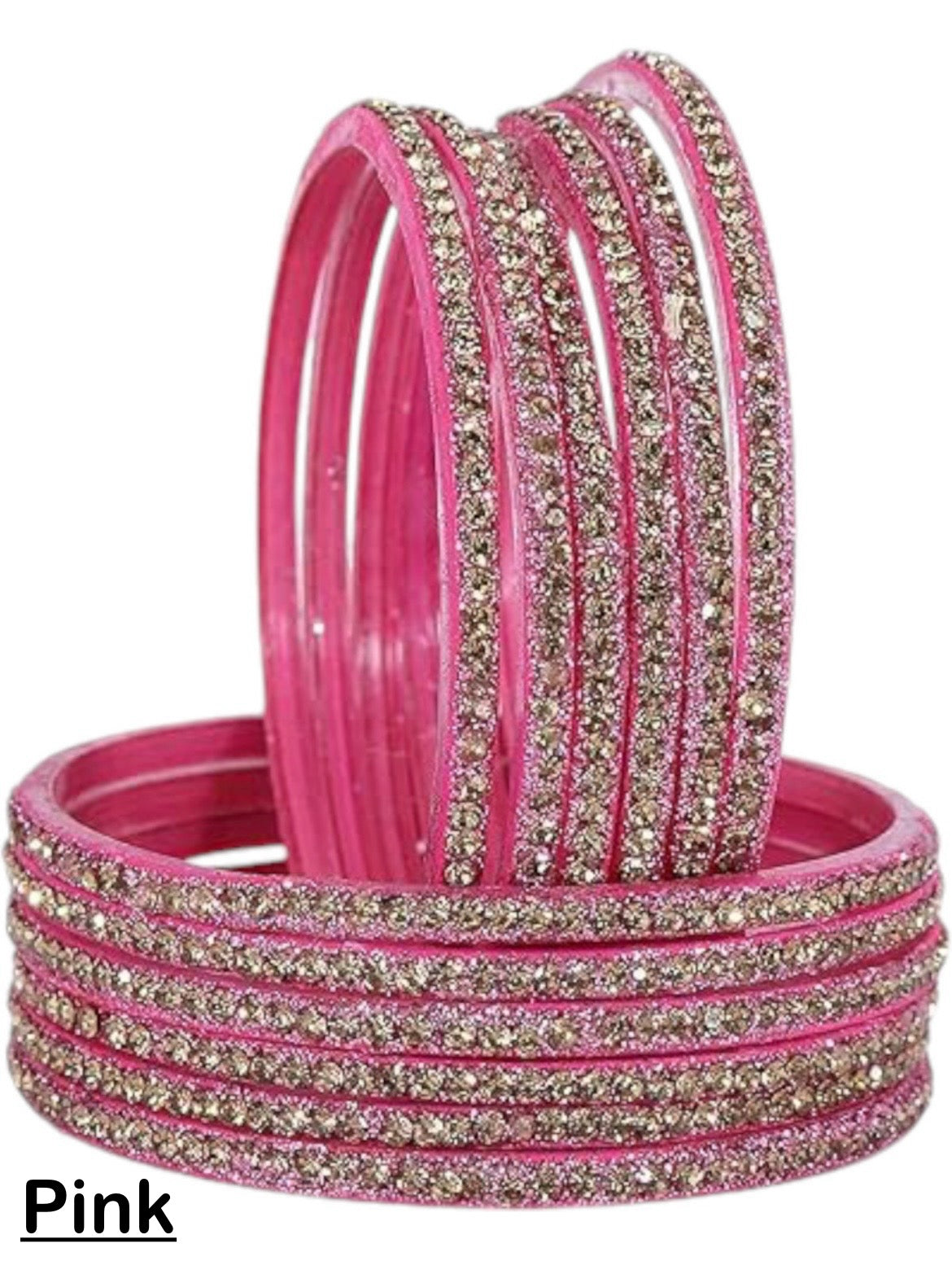 Glass zircon bangles — pack of 12 bangles