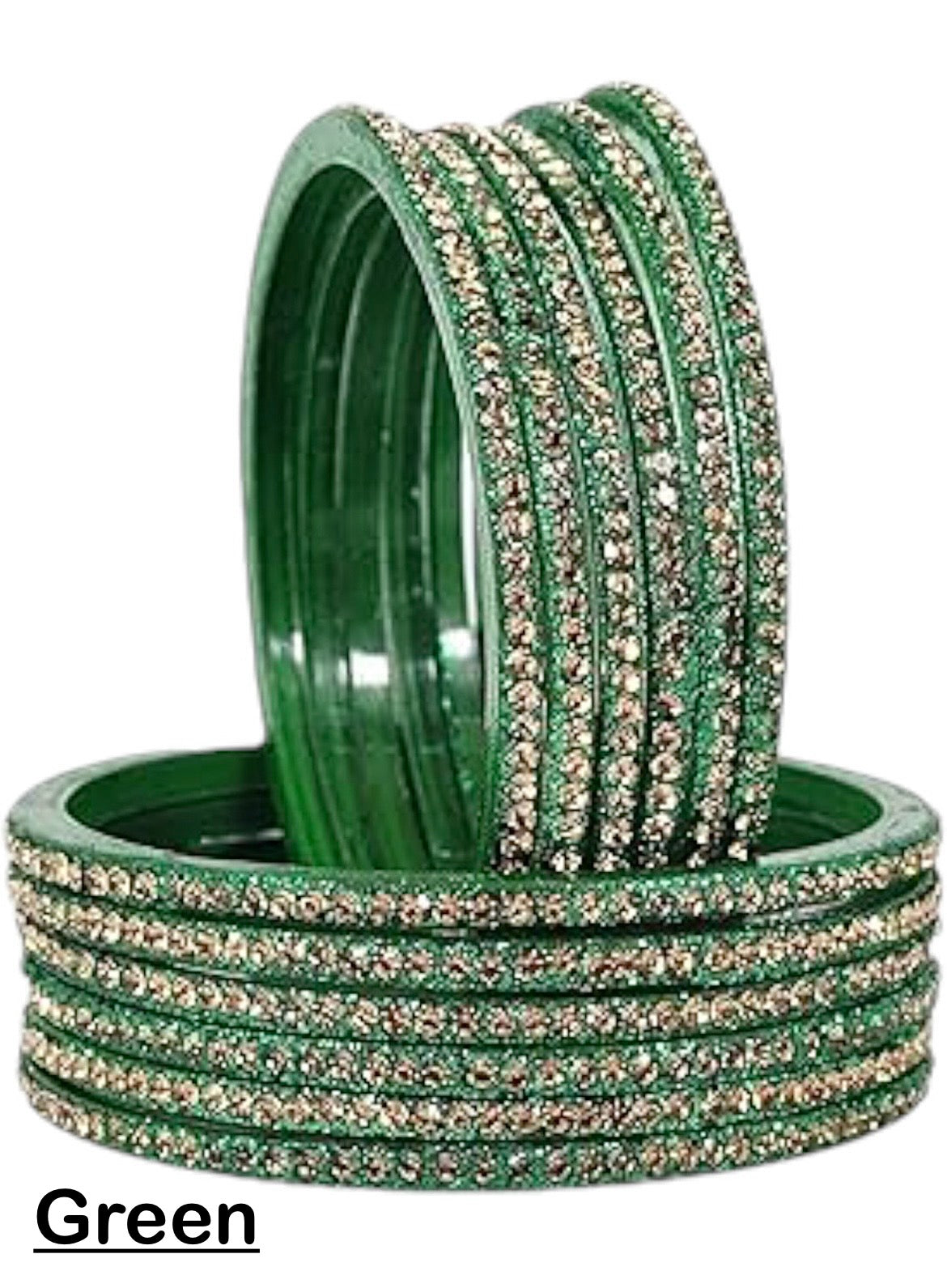 Glass zircon bangles — pack of 12 bangles