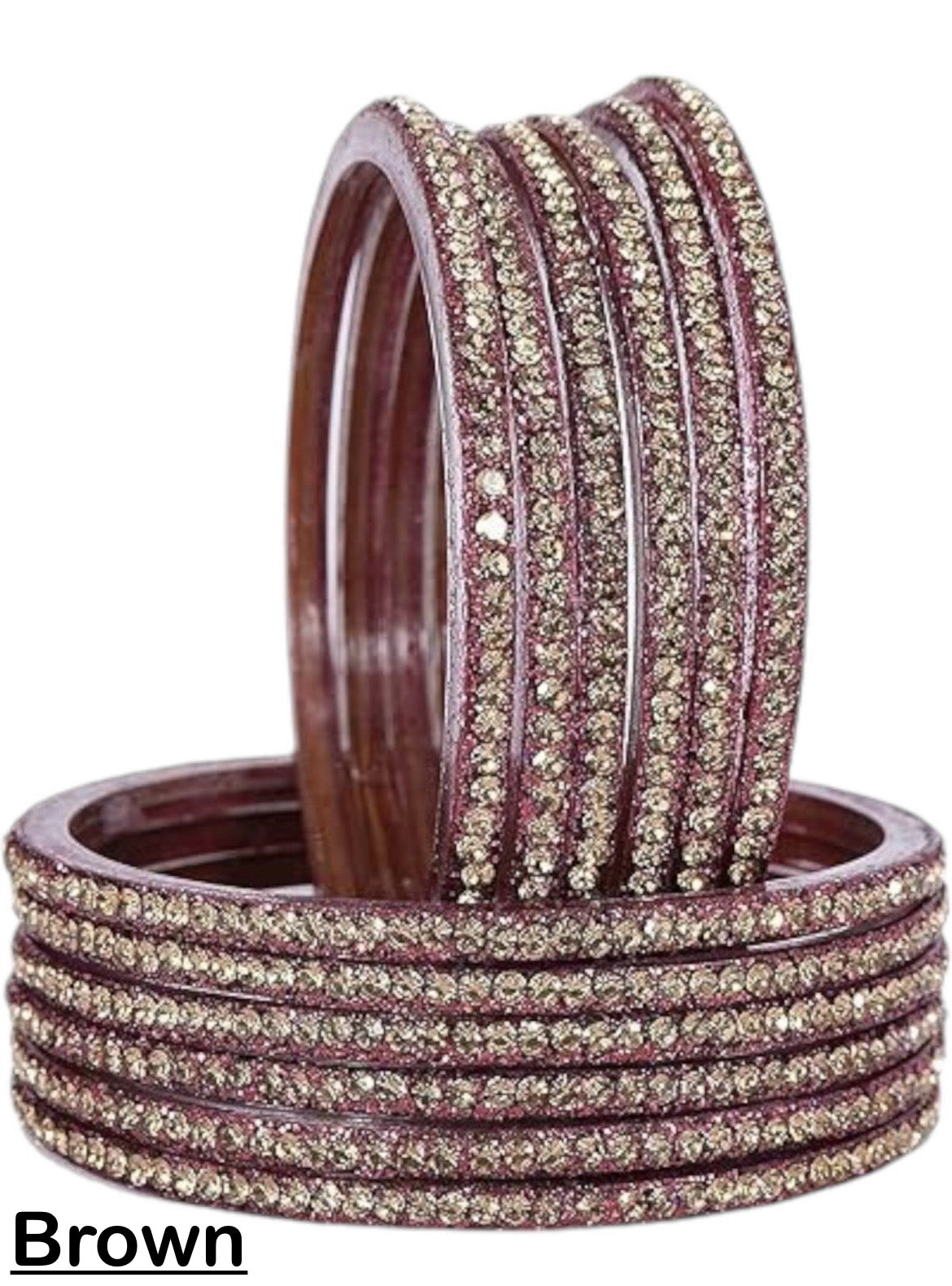 Glass zircon bangles — pack of 12 bangles