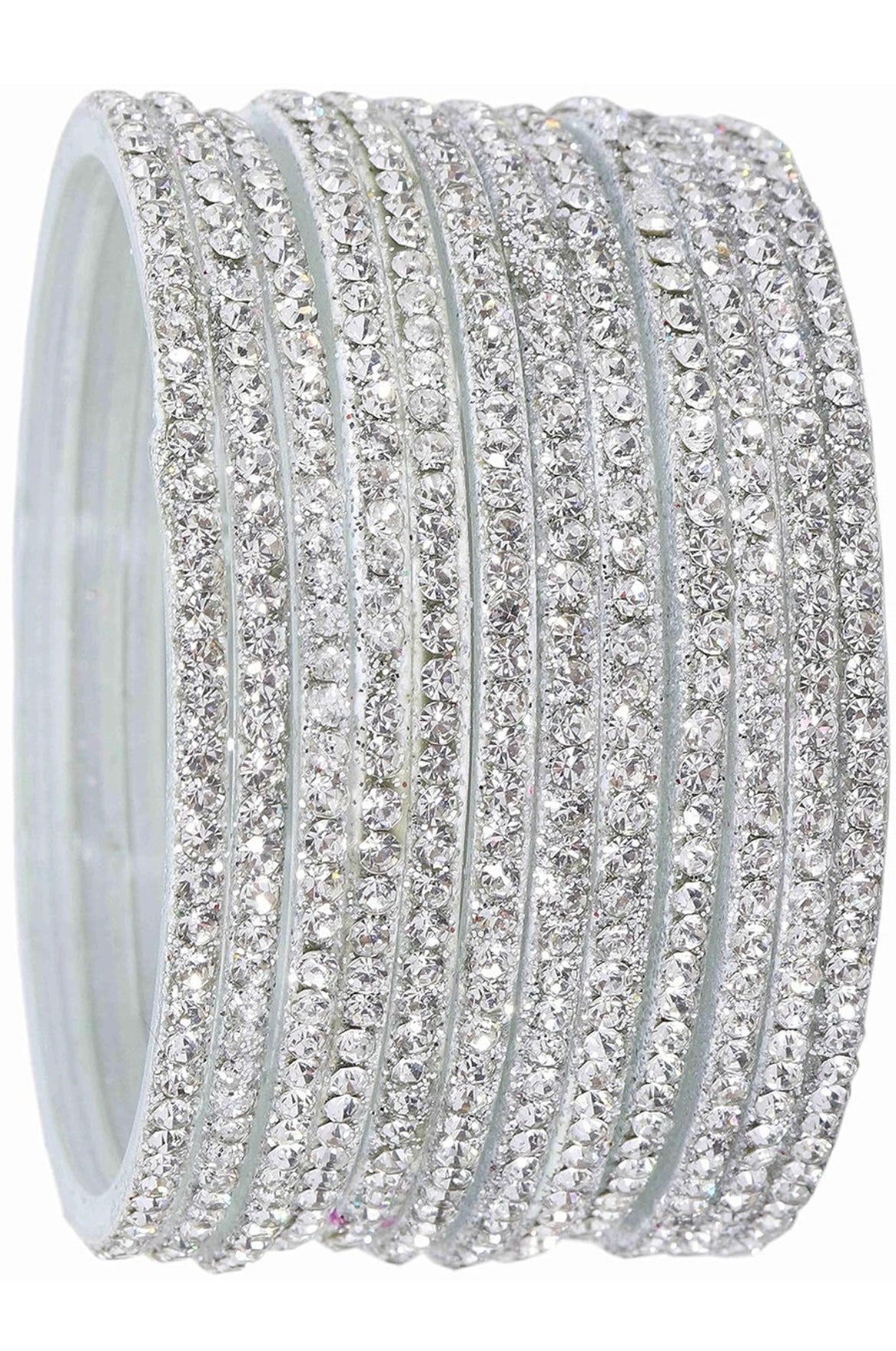 Glass zircon bangles — pack of 12 bangles