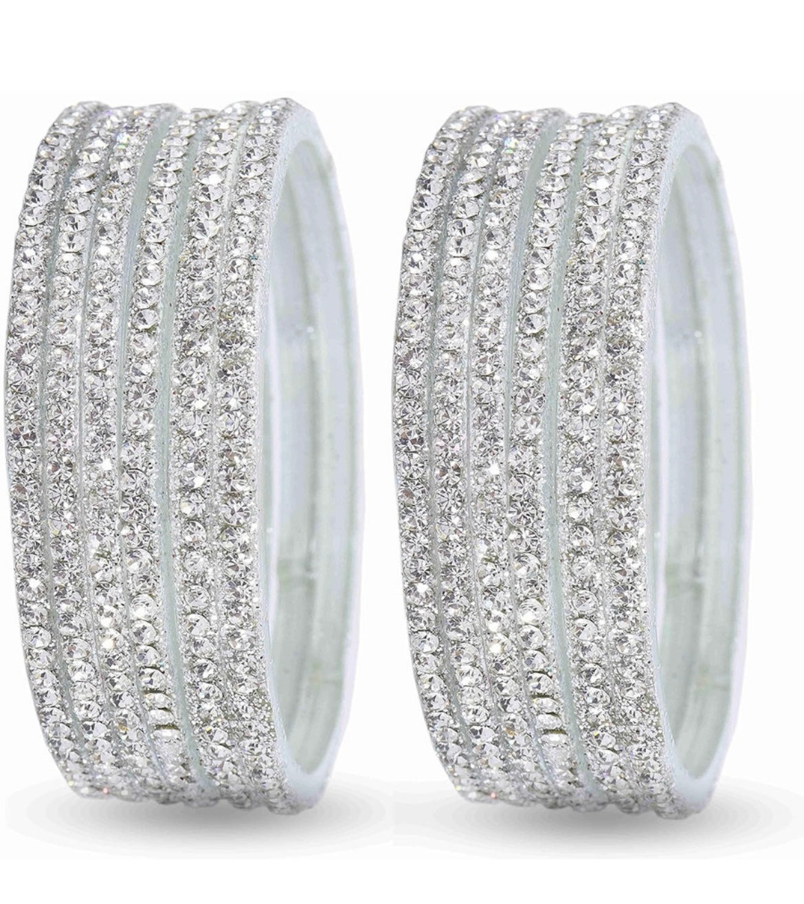 Glass zircon bangles — pack of 12 bangles