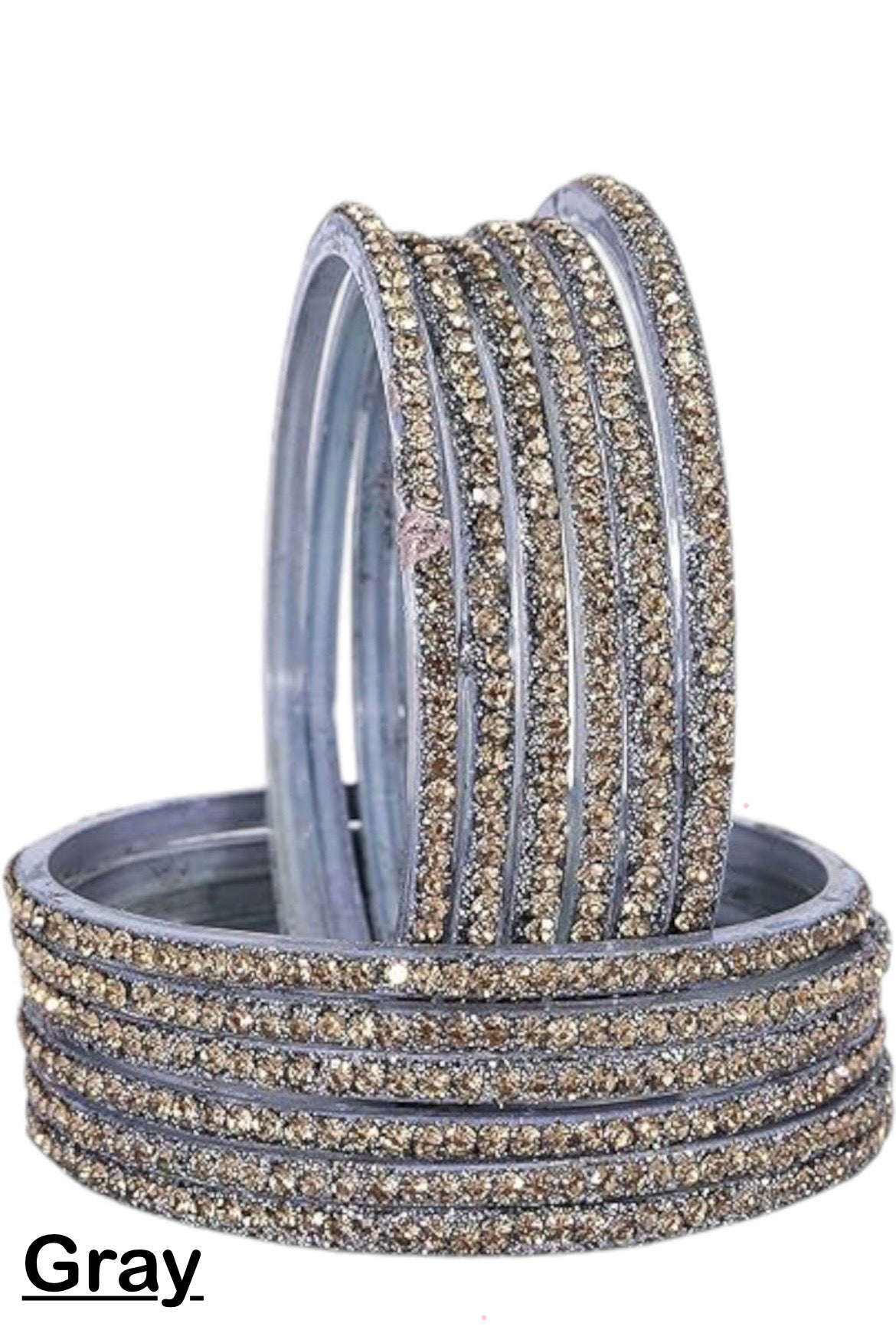Glass zircon bangles — pack of 12 bangles