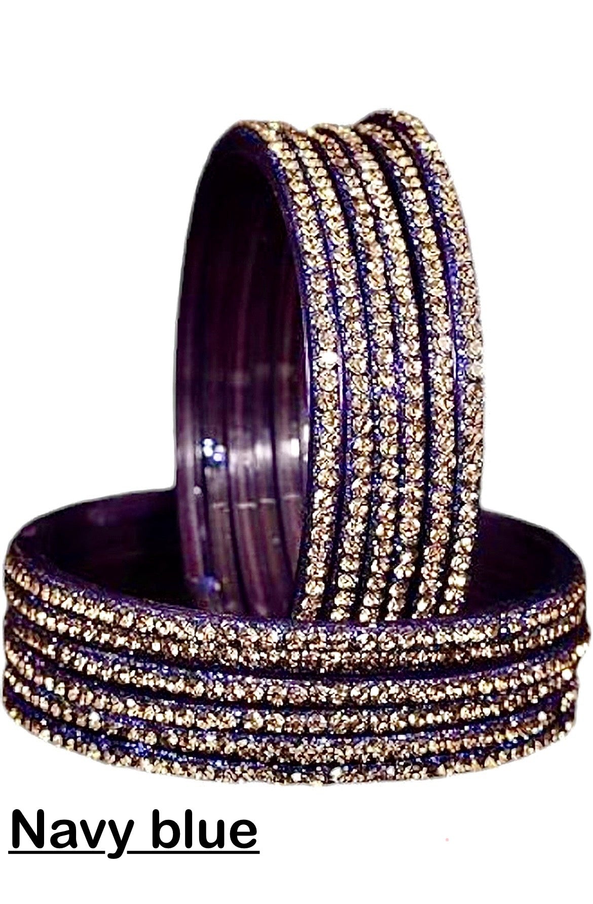 Glass zircon bangles — pack of 12 bangles