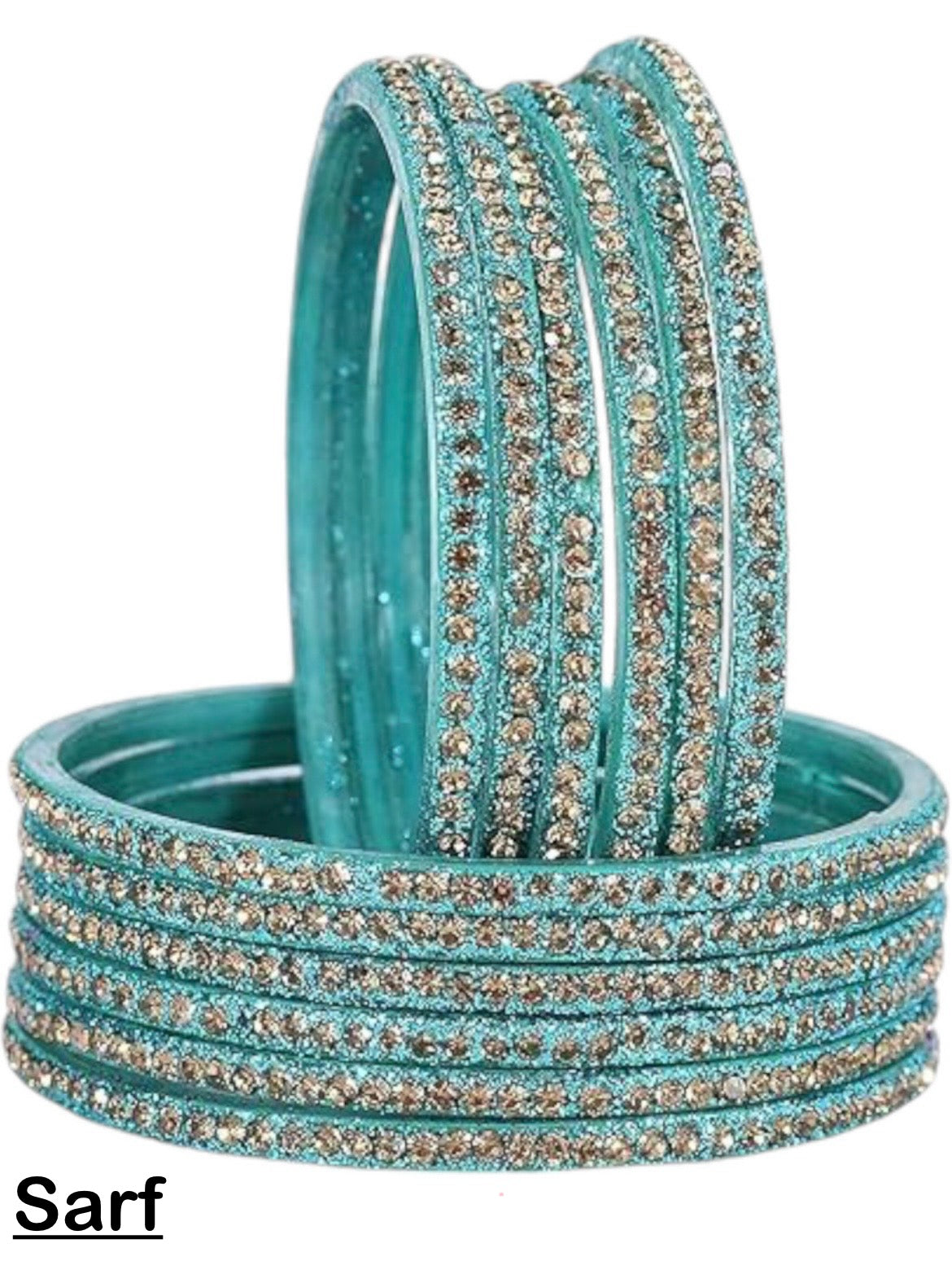 Glass zircon bangles — pack of 12 bangles