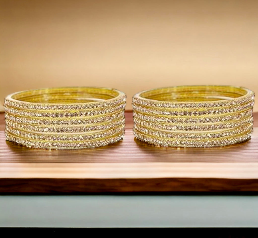 Glass zircon bangles — pack of 12 bangles