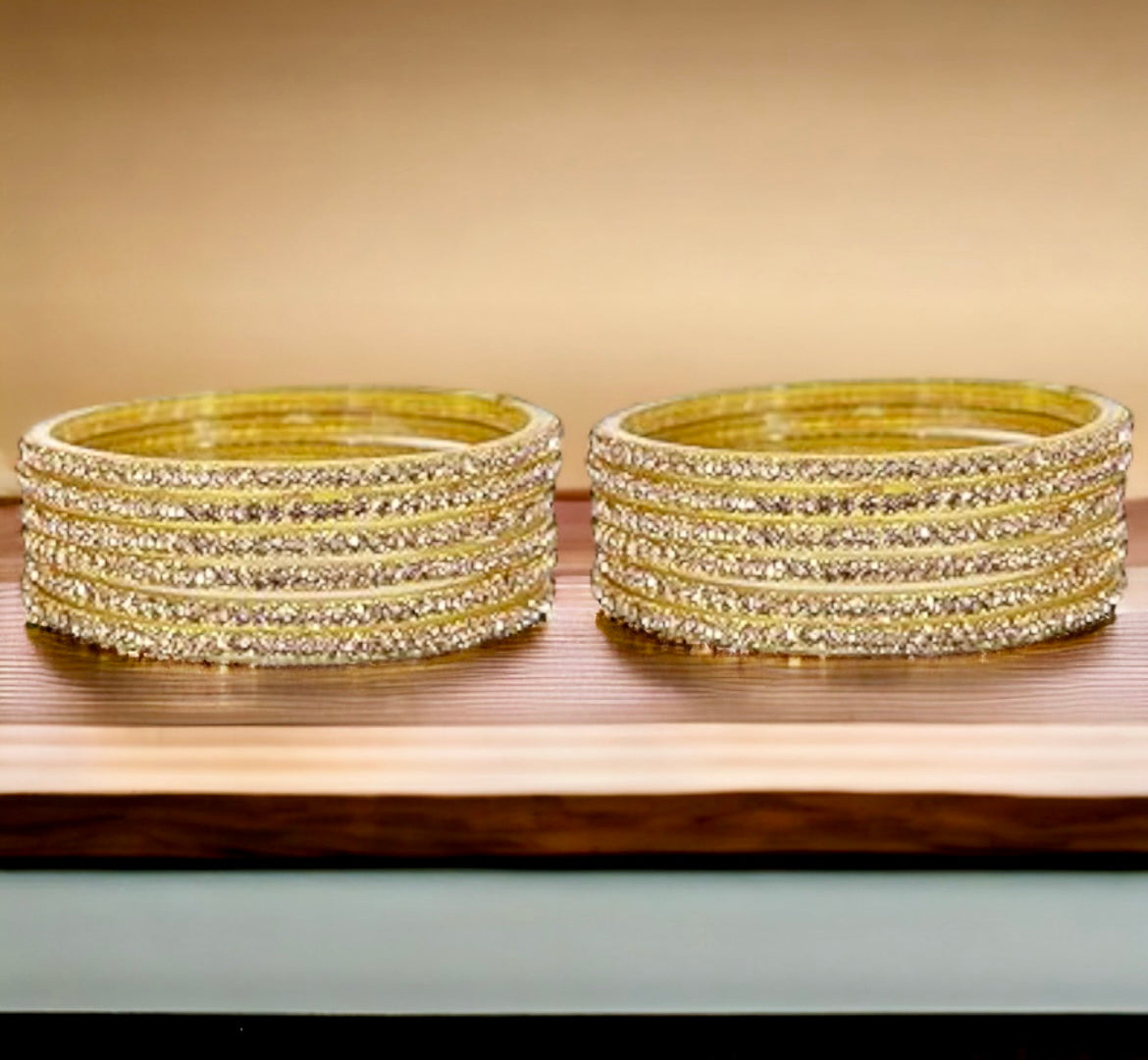Glass zircon bangles — pack of 12 bangles
