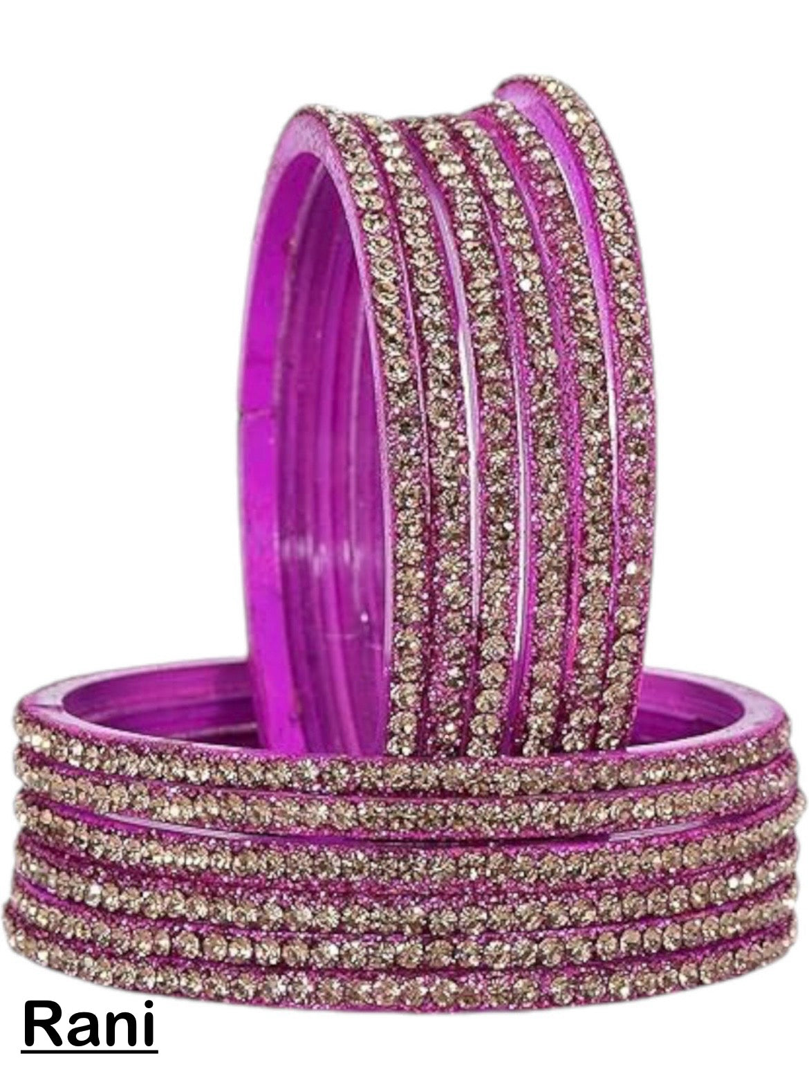 Glass zircon bangles — pack of 12 bangles