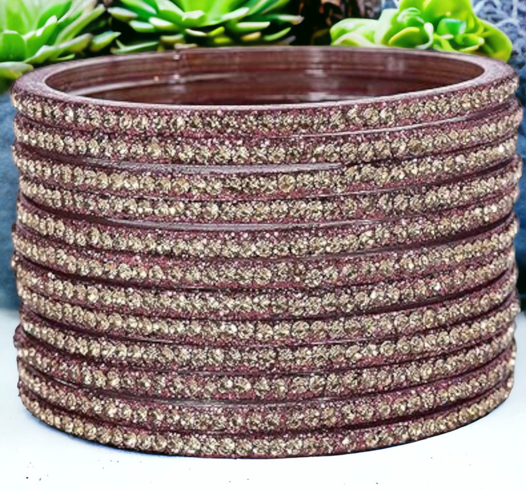 Glass zircon bangles — pack of 12 bangles
